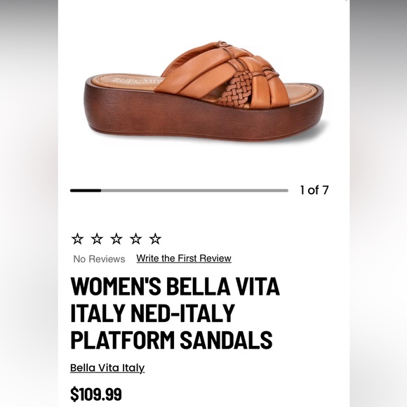 Bella Vita Made in Italy Platform Sandals Sz 10 in Whiskey Leather NWOT - Picture 3 of 7